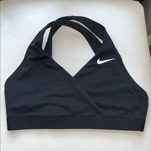 Nike Women's Black Sports Bra with White Swoosh M